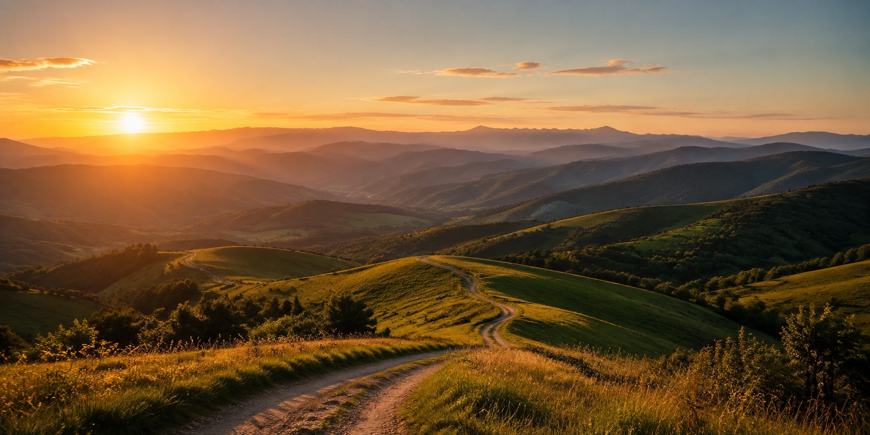 Sunrise over a quiet landscape